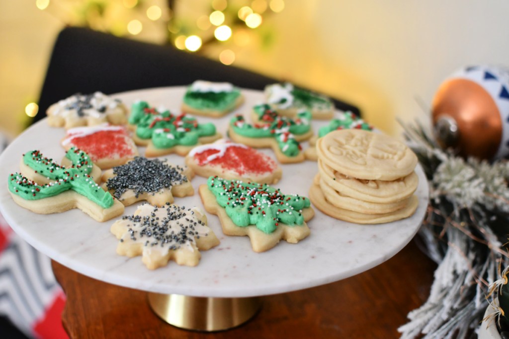 platter with christmas sugar cookies