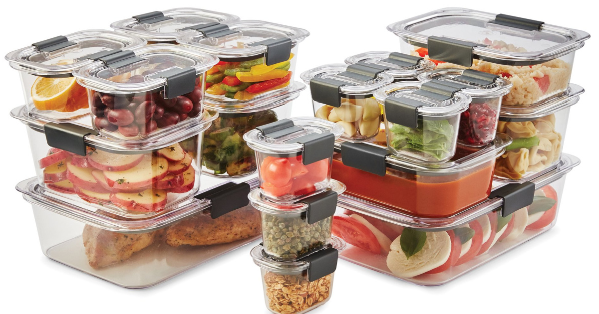 stock image of clear food storage containers filled with food
