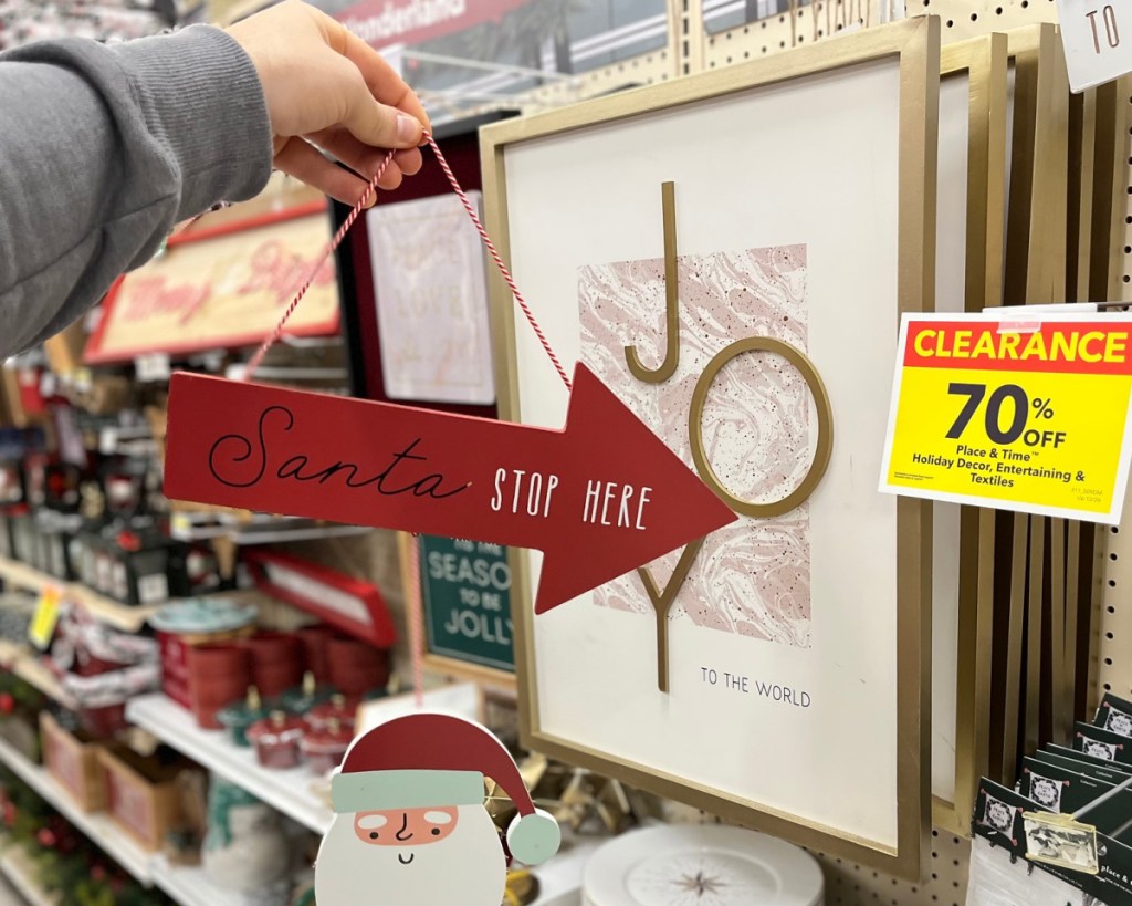 santa stop here sign in store at joanns