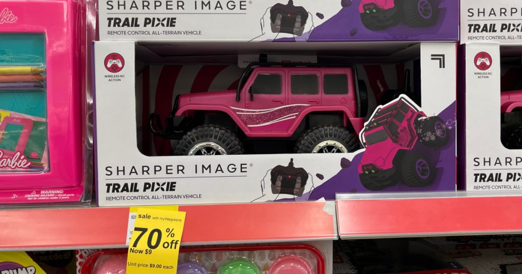 pink RC car on shelf at walgreens