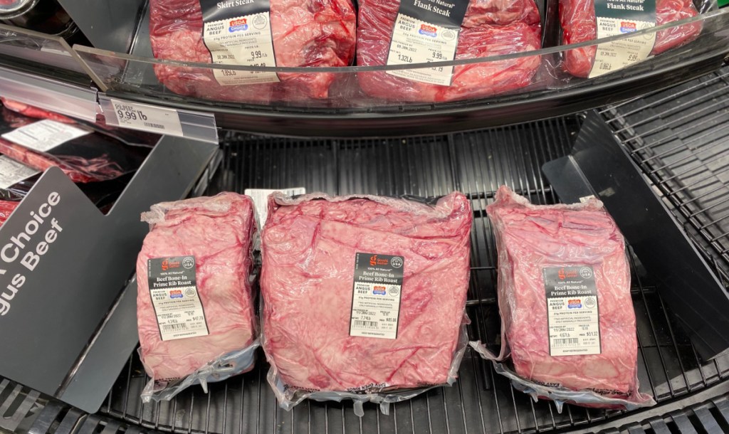 a selection of target prime rib roasts on display in store
