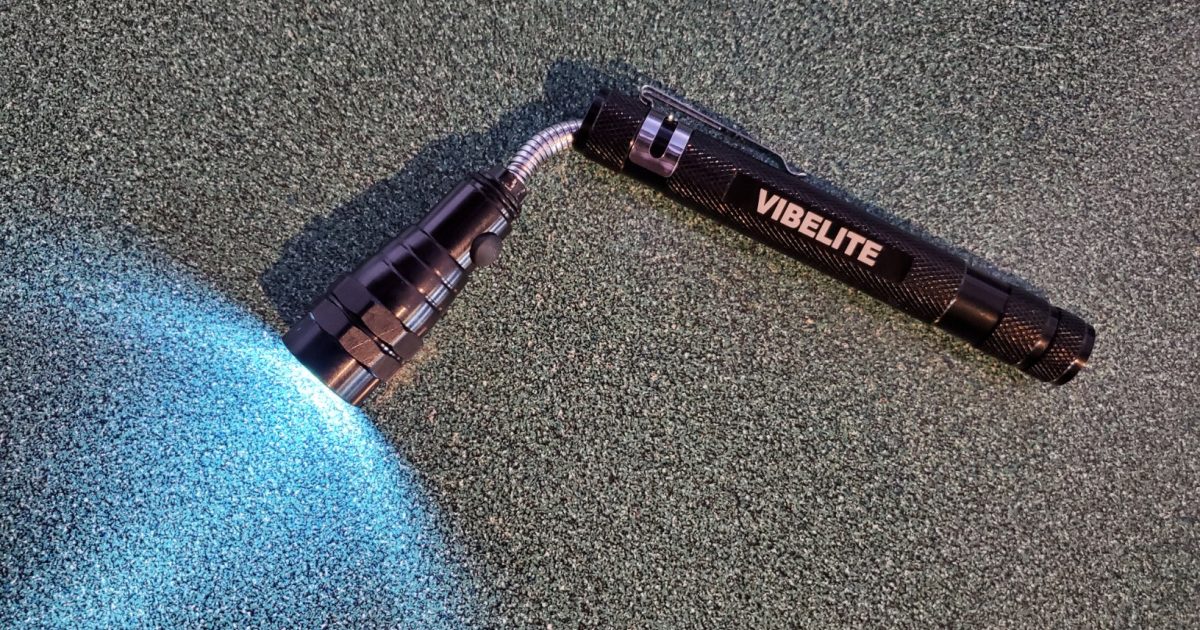 vibelite telescoping light turned on laying on the floor