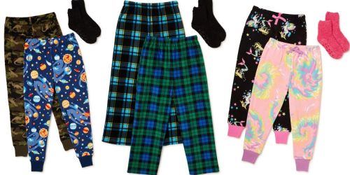 ** Kids Pajama Pants 2-Piece Sets w/ Slipper Socks from $4.74 on Walmart.com