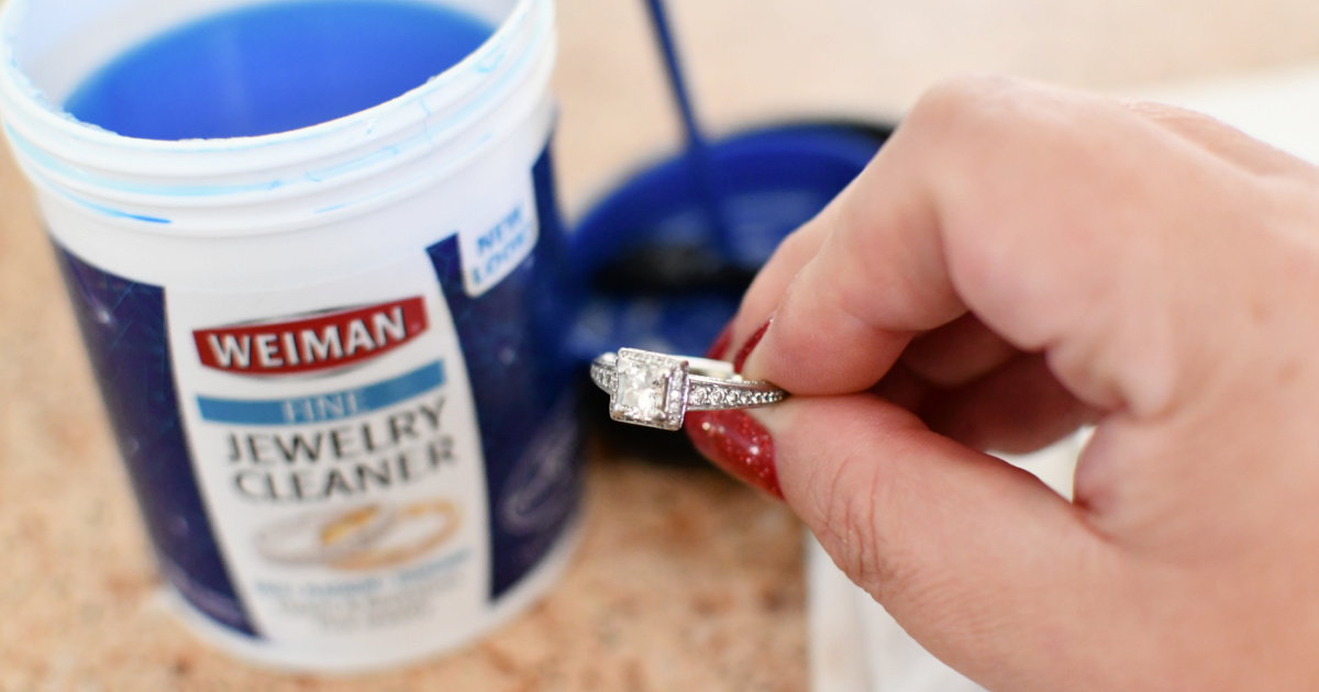 cleaning diamond ring with weiman fine jewelry