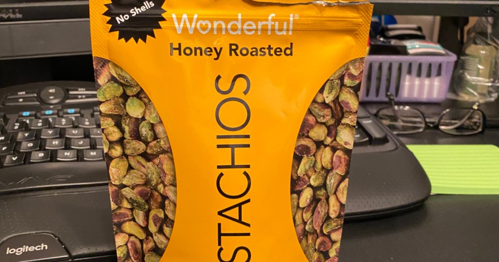 bag of honey roasted wonderful pistachios without shells