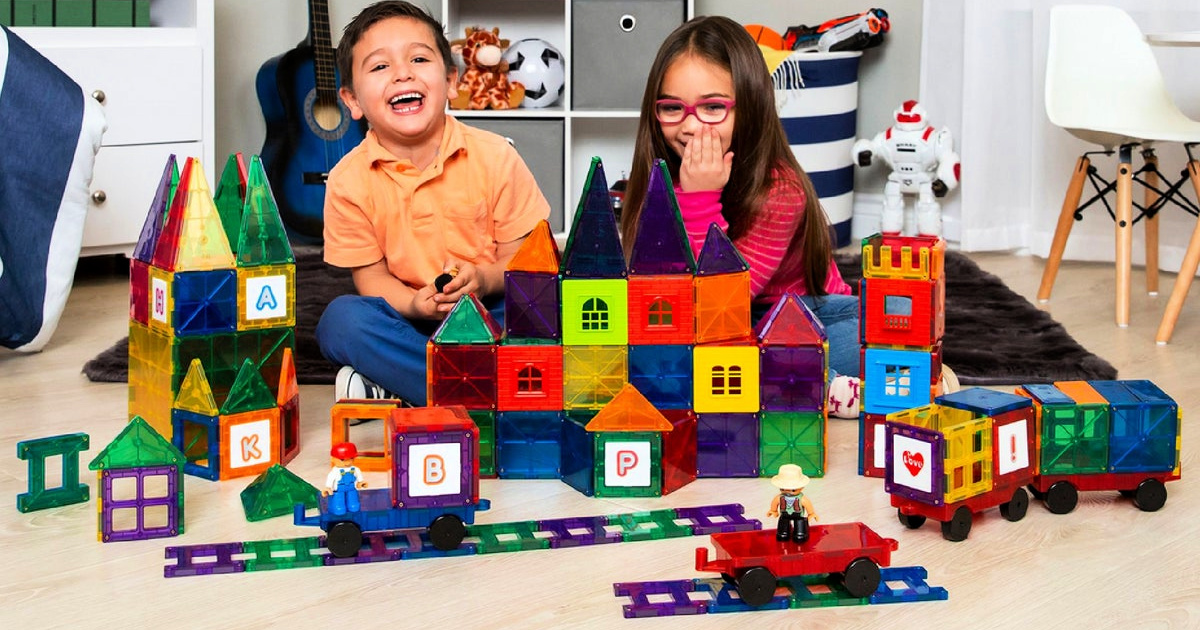 Magnetic Building Tiles 265-Piece Set w/ 4 Cars Only $64.99 Shipped ...