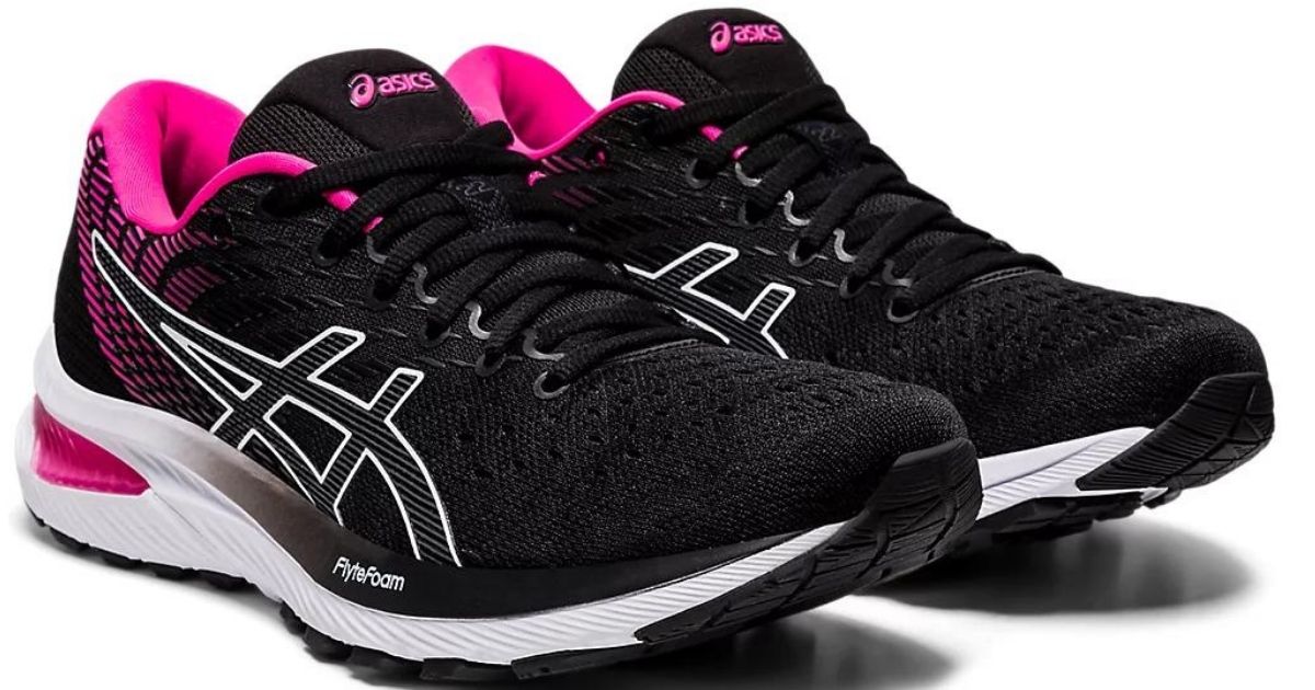 Pink and Black running shoes