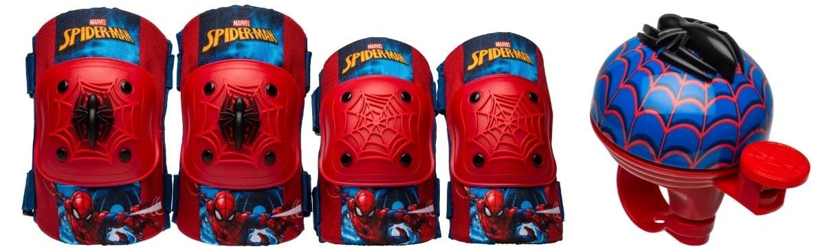 Bell spiderman elbow & knee pad store set with bike bell value pack