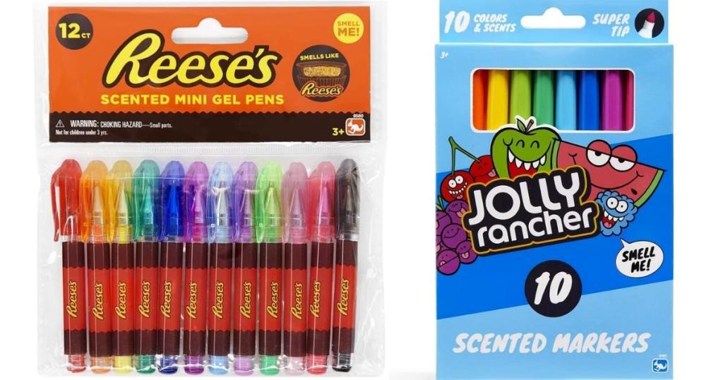 jolly rancher and reese's peanut butter cup scented gel pens and markers
