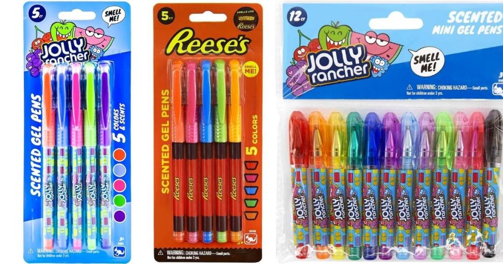 jolly rancher and reese's peanut butter cup scented gel pens