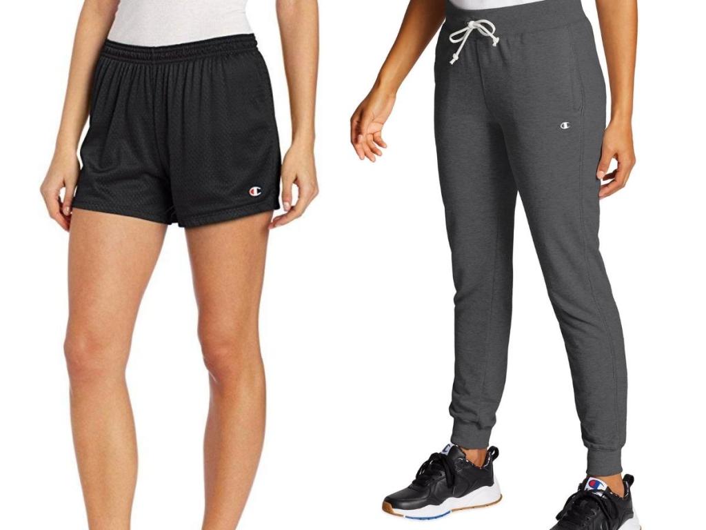 champion women's mesh shorts and joggers