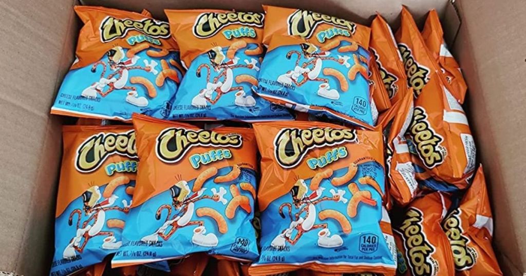 box of Cheetos puffs