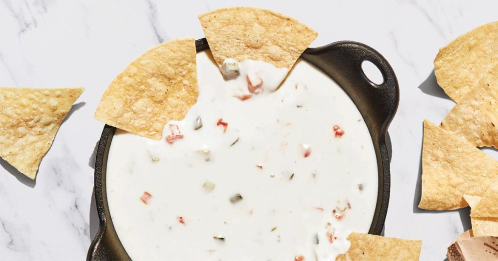 white queso with tortilla chips