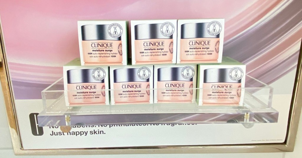 display of clinique moisturizers