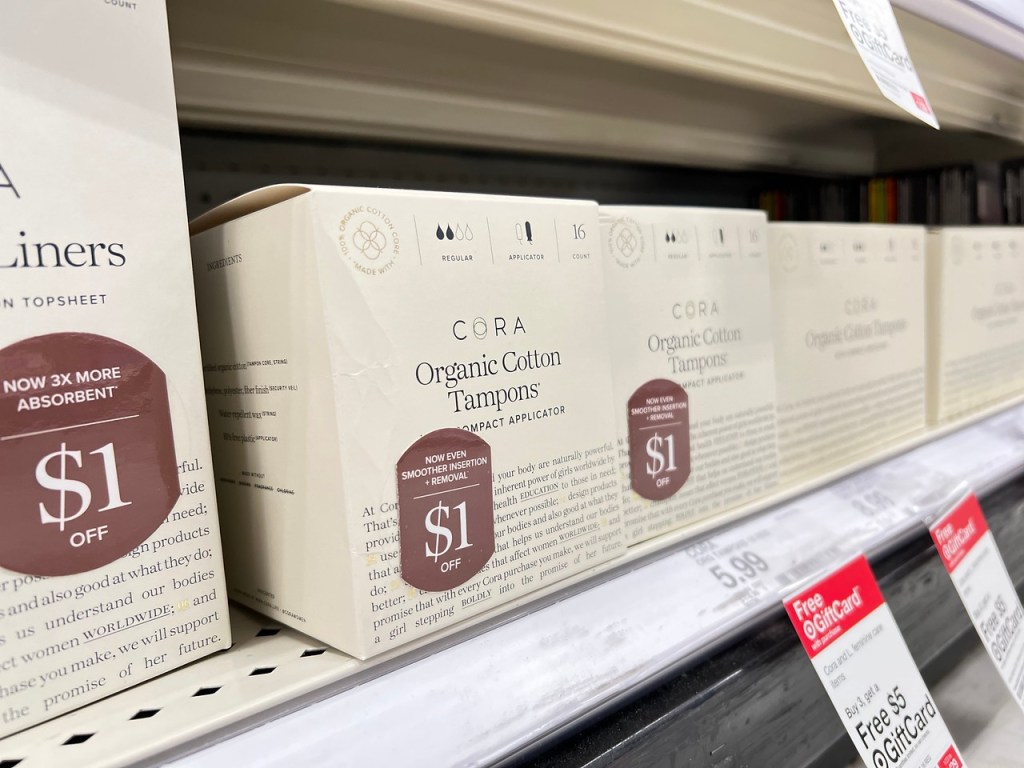 Cora Organic Tampons in Target Shelf