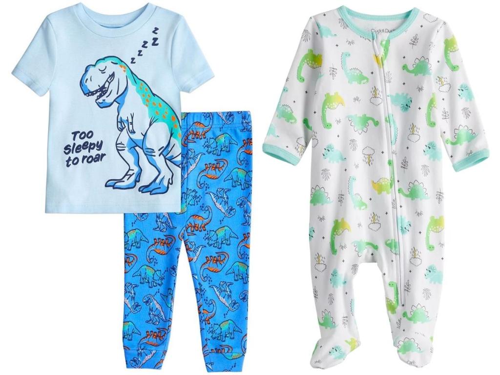 cuddl duds boys dinosaur pajama sets