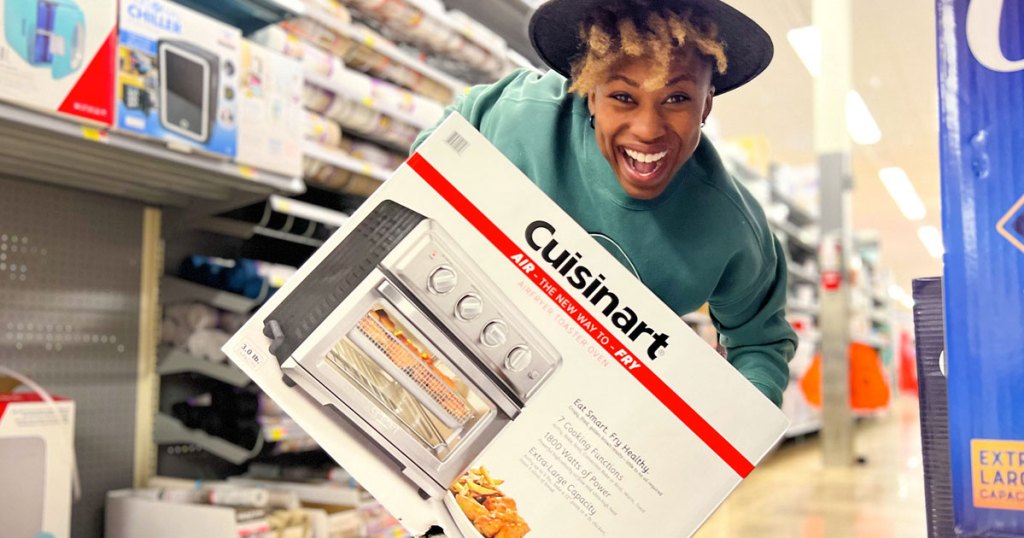 woman holding box for Cuisinart Air Fryer Toaster Oven
