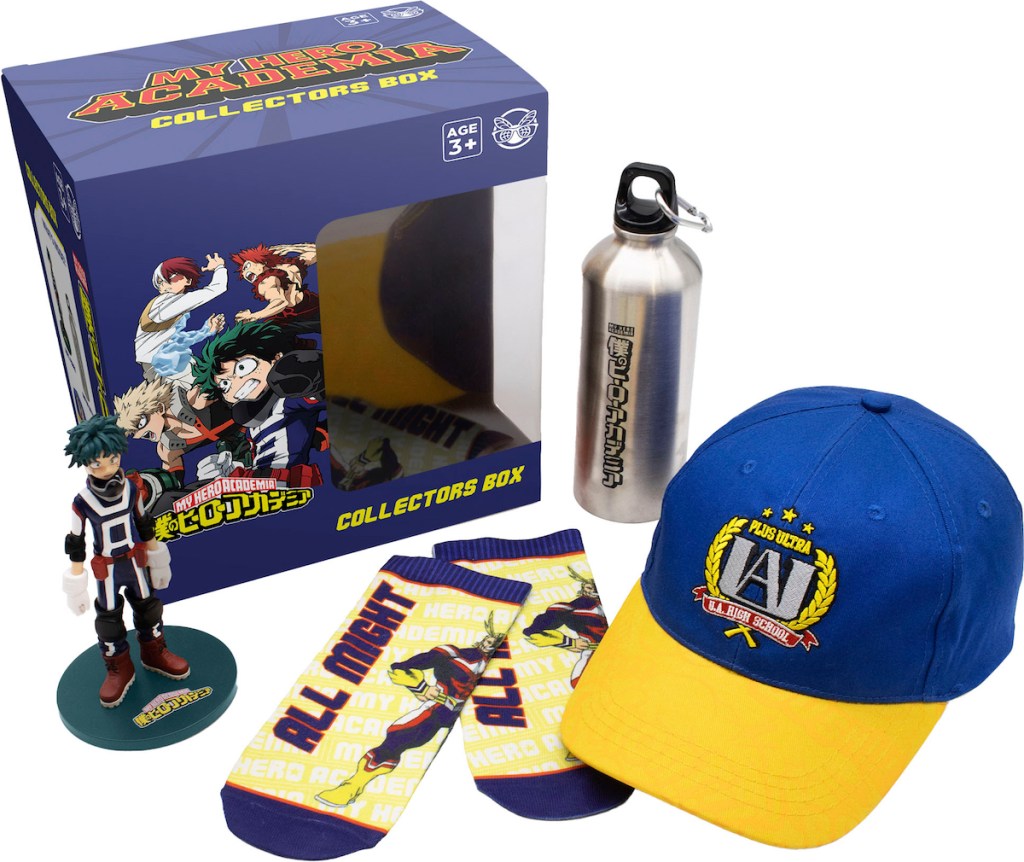 Culture Fly My Hero Academia Collector's Box, hat, socks and bottle