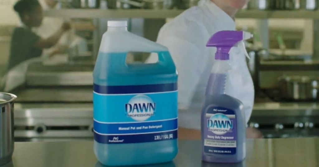 dawn dish soap and spray on a counter
