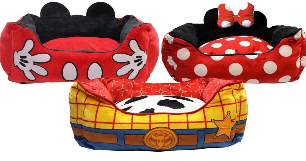 disney pet beds with mickey, minnie and toy story designs