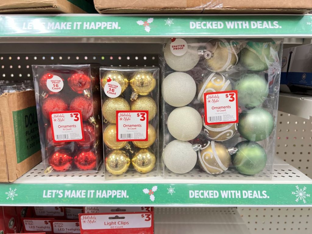 Dollar General Holiday Style Shatterproof Ornaments