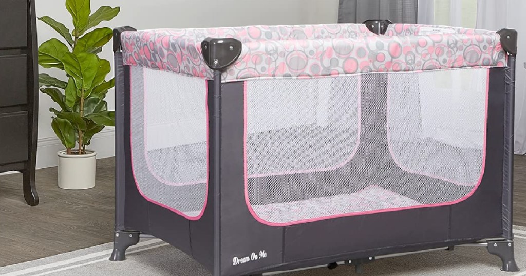 Dream on Me Playard Pink and gray