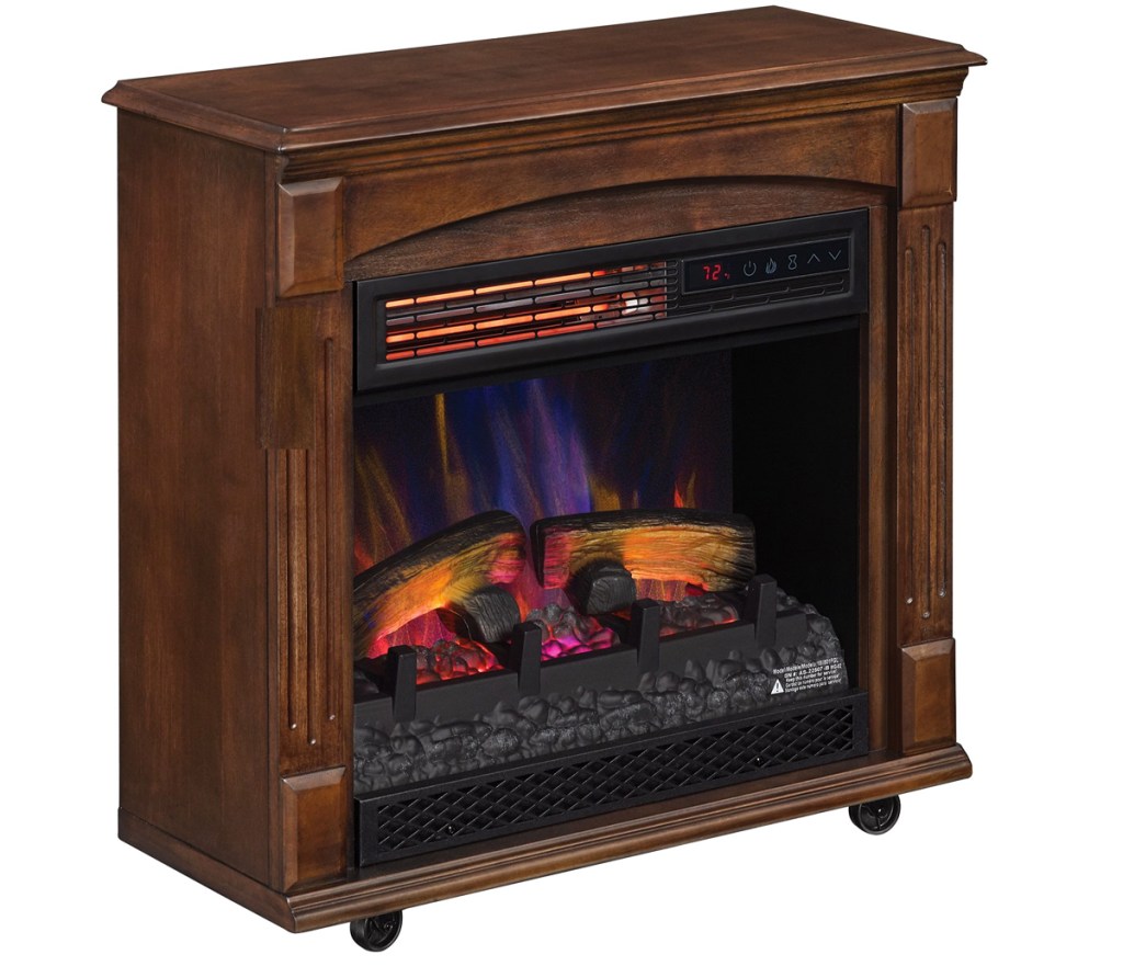 brown electric fireplace