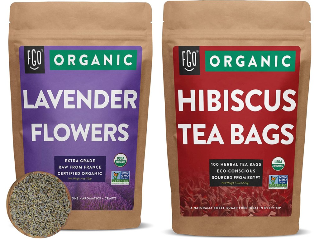 FGO Organic Dried Lavender Flowers & Hibiscus 100-Count Tea Bags