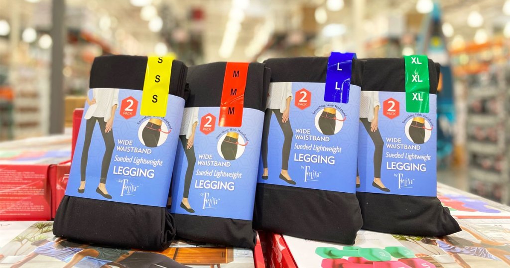 four packages of black leggings