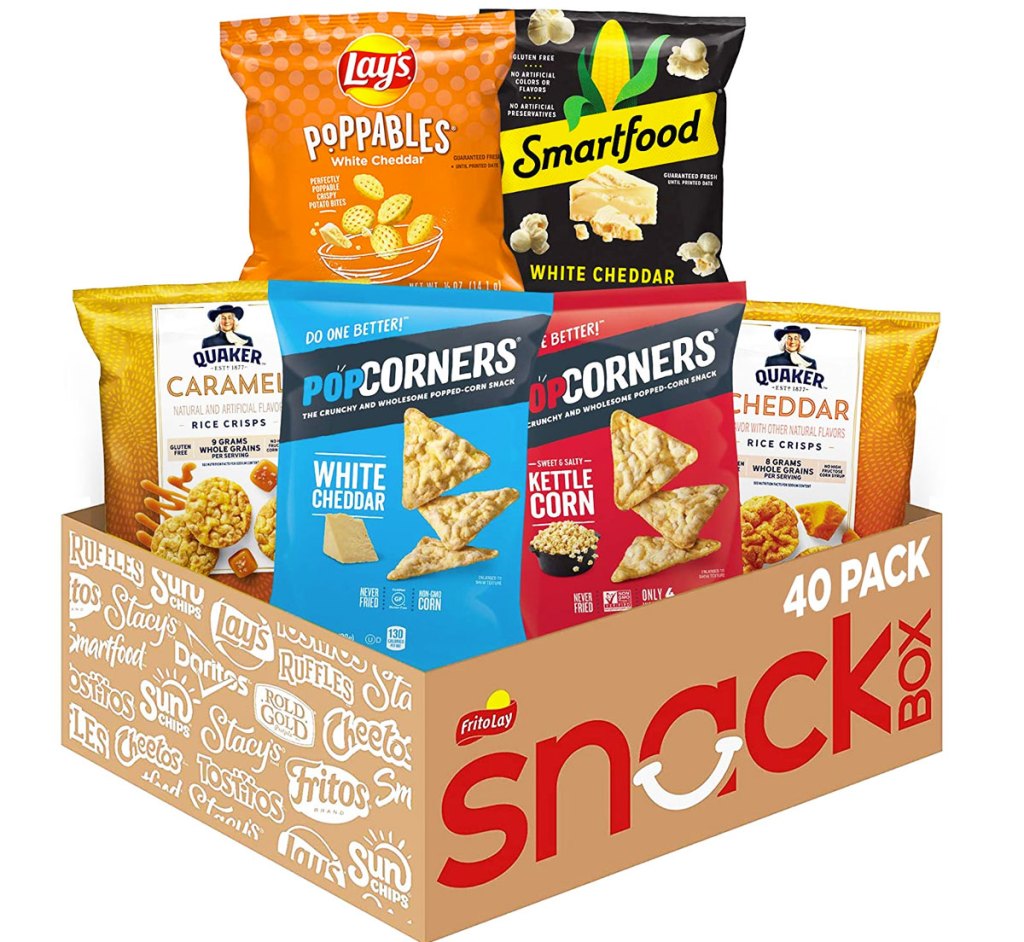 box with a variety of snacks inside