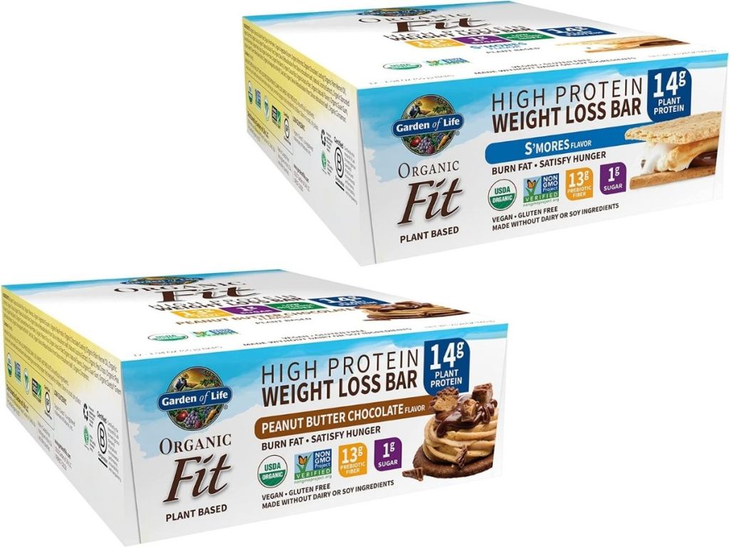 two boxes of Garden of Life Protein Bars