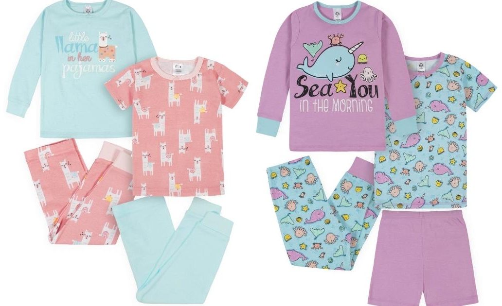 gerber toddler girls llama and narwhal pajama sets