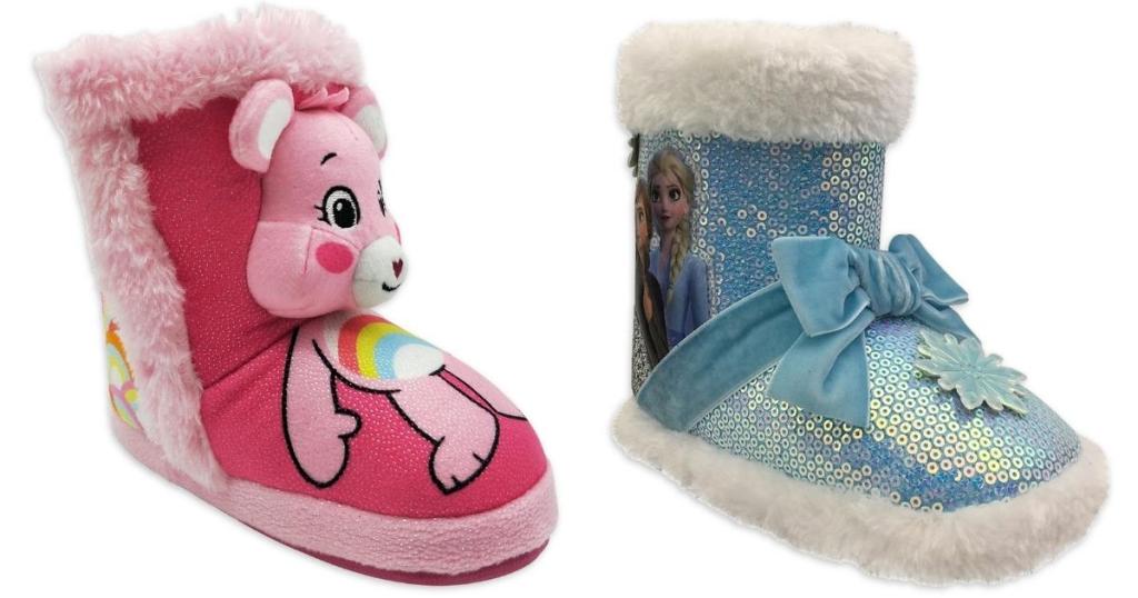 toddler girls care bear and frozen bootie slippers