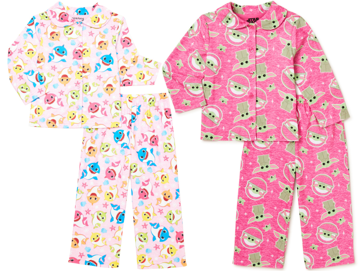 two sets of girls' character pajamas
