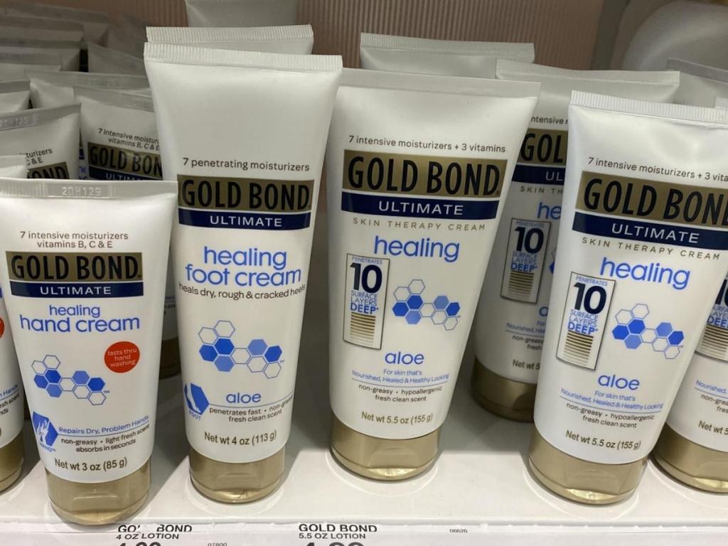 gold bond foot and hand creams on shelf