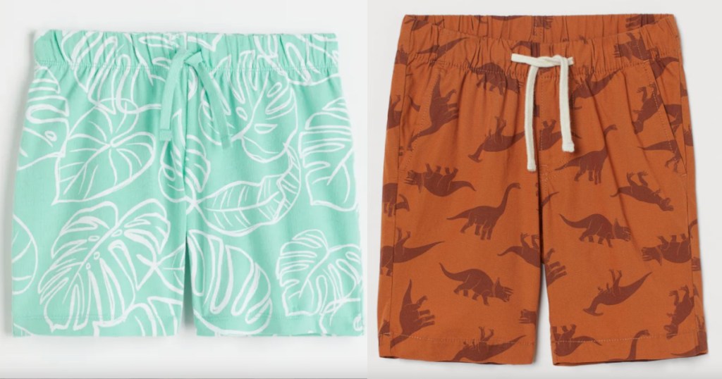 leaf and dino shorts