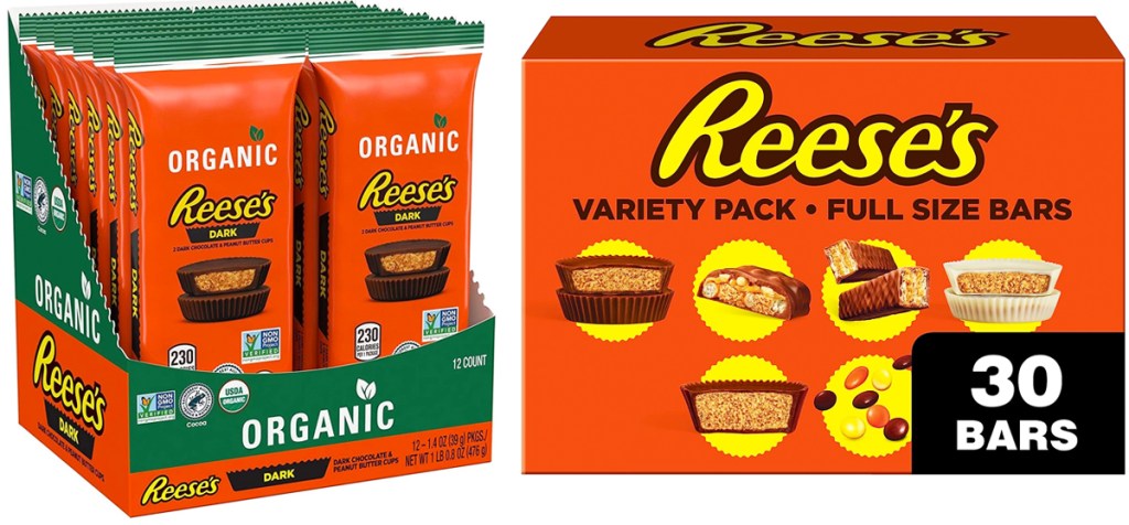 two multipacks of reese's candies