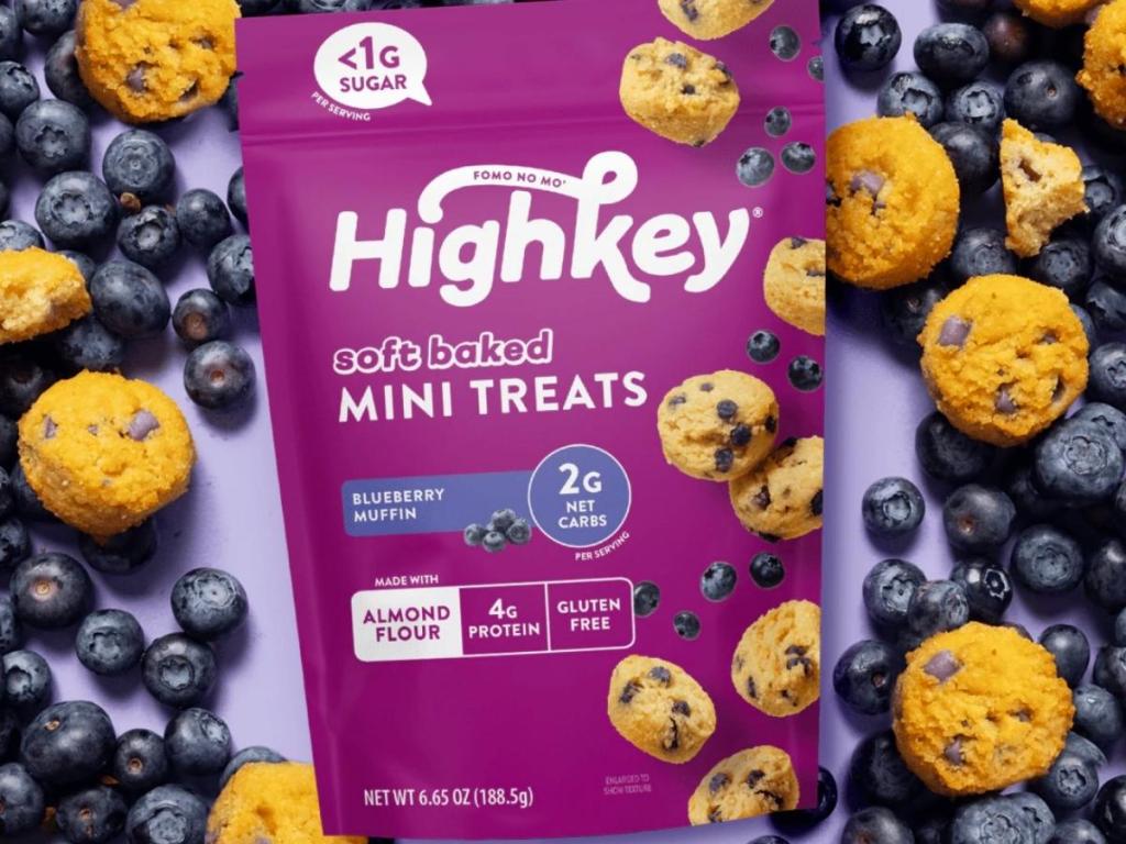 highkey mini blueberry muffin treats with muffins and blueberries