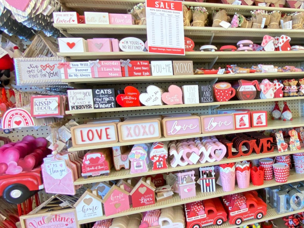 Valentine's Day decor store aisle
