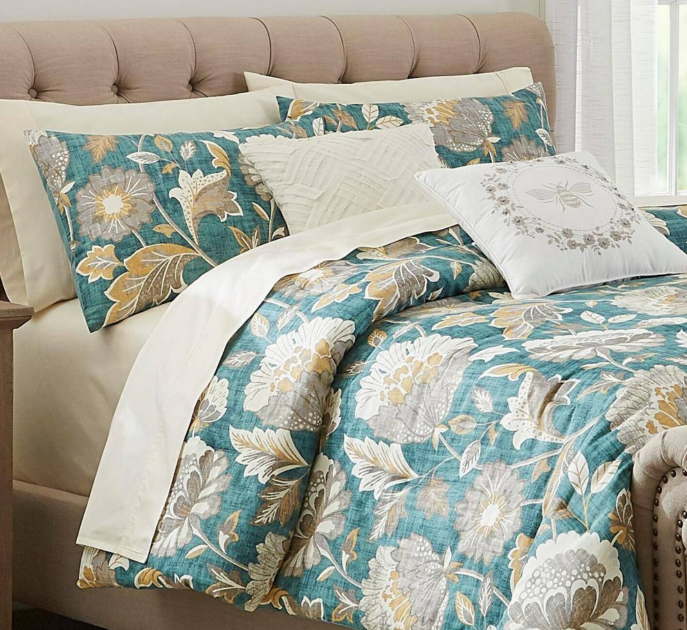 floral bedding set on a bed