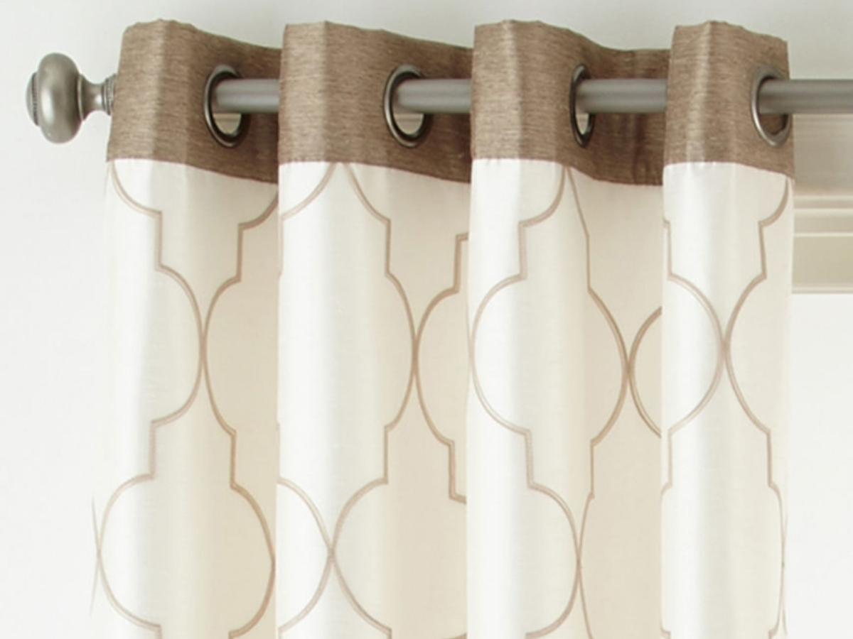Home Westfield Embroidered Light-Filtering Curtain Panel in Perfect Taupe