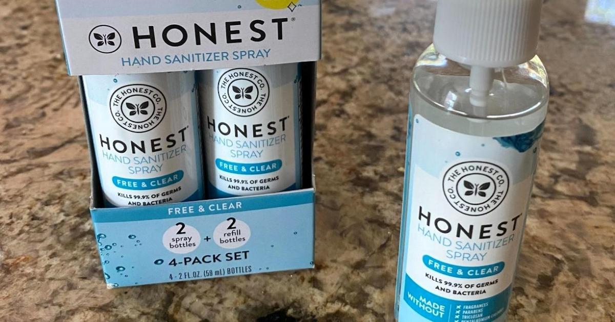 the honest company hand sanitizing spray four pack