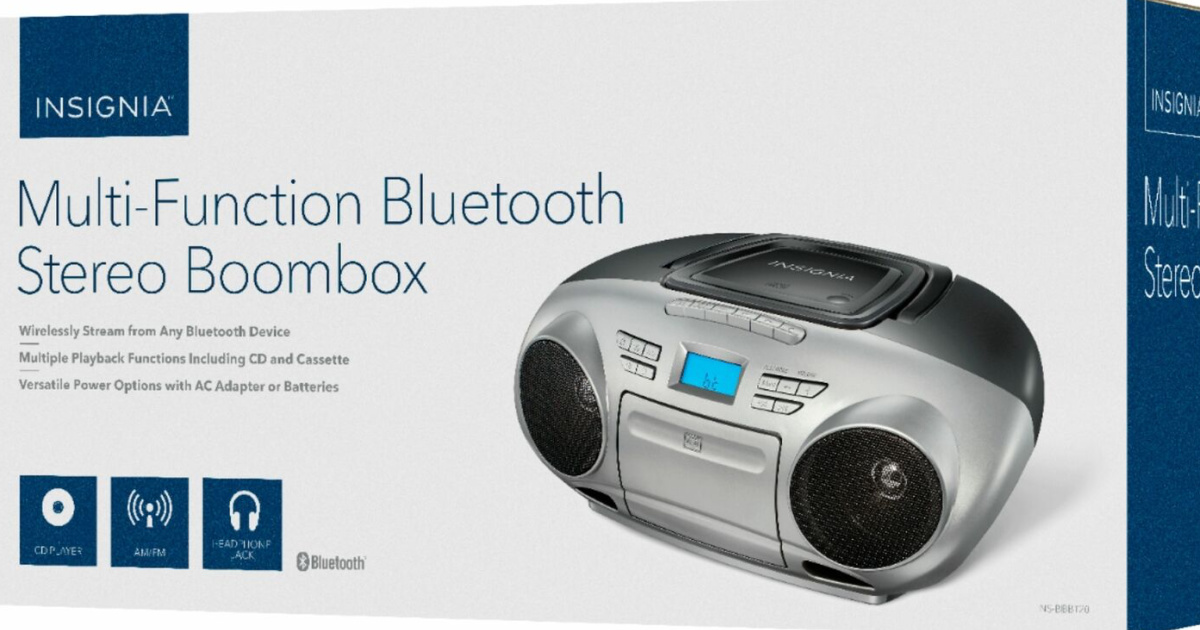 Insignia AM/FM Radio Portable CD Boombox w/ Bluetooth
