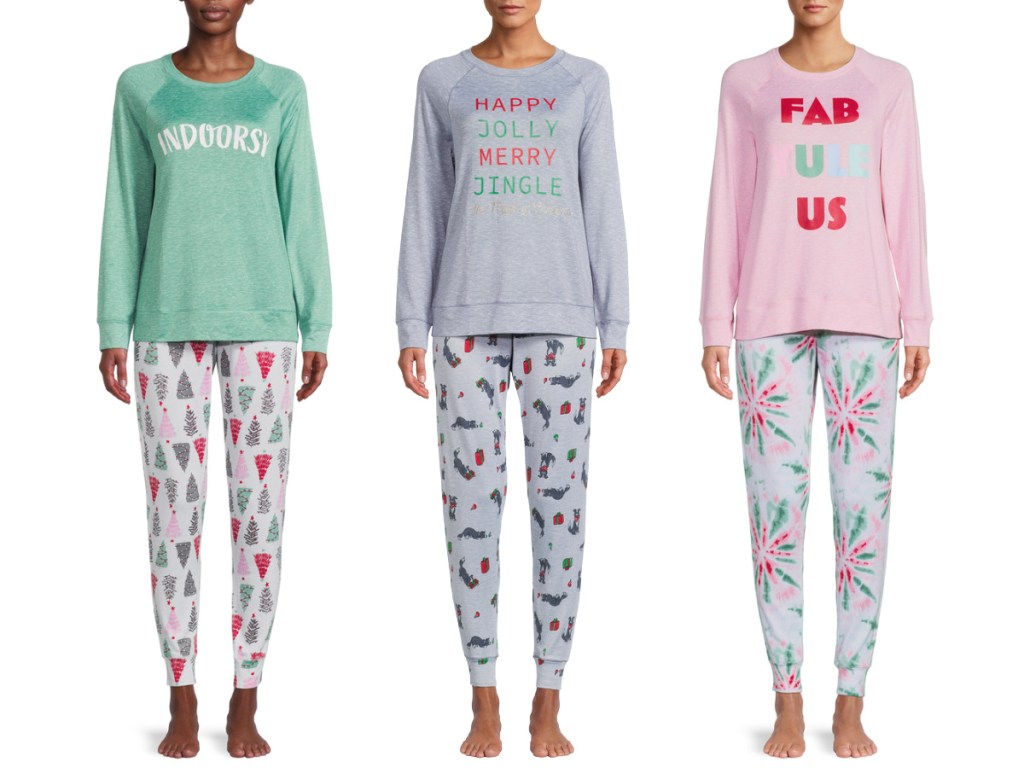 Jaclyn Women's and Women's Plus Holiday Printed Raglan Pajama Set, 2-Piece