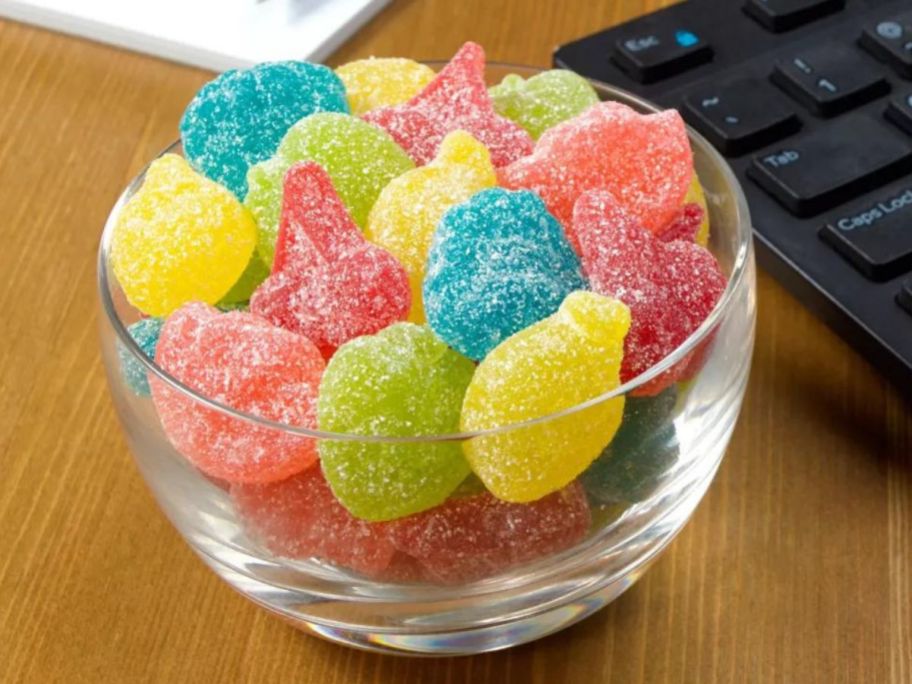 Bowl full of sour Jolly Rancher gummies