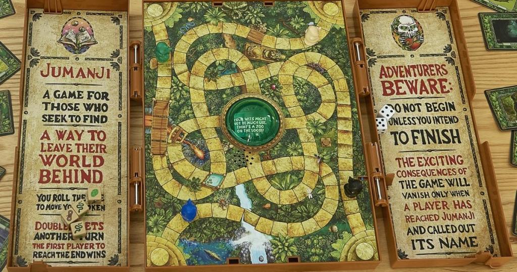 jumanji deluxe board game with board and pieces