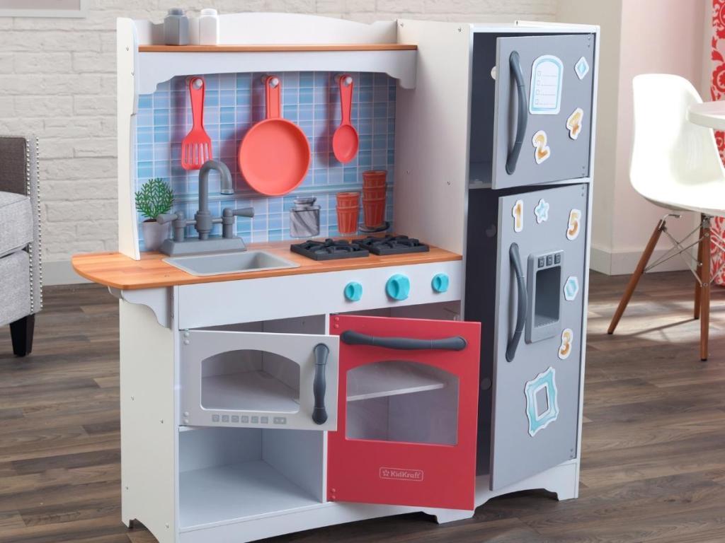 kidkraft mosaic magnetic play kitchen in coral
