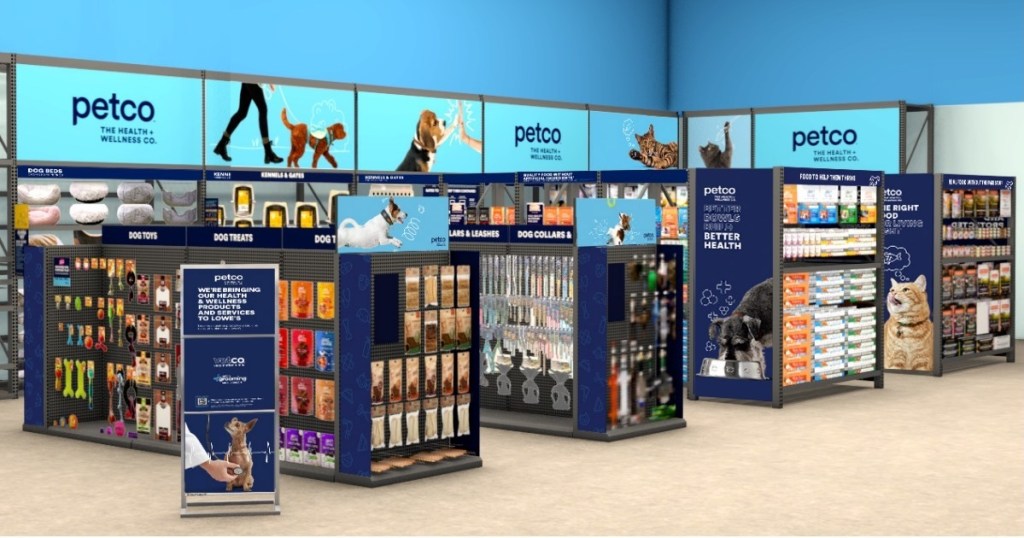 Petco section inside Lowe's store