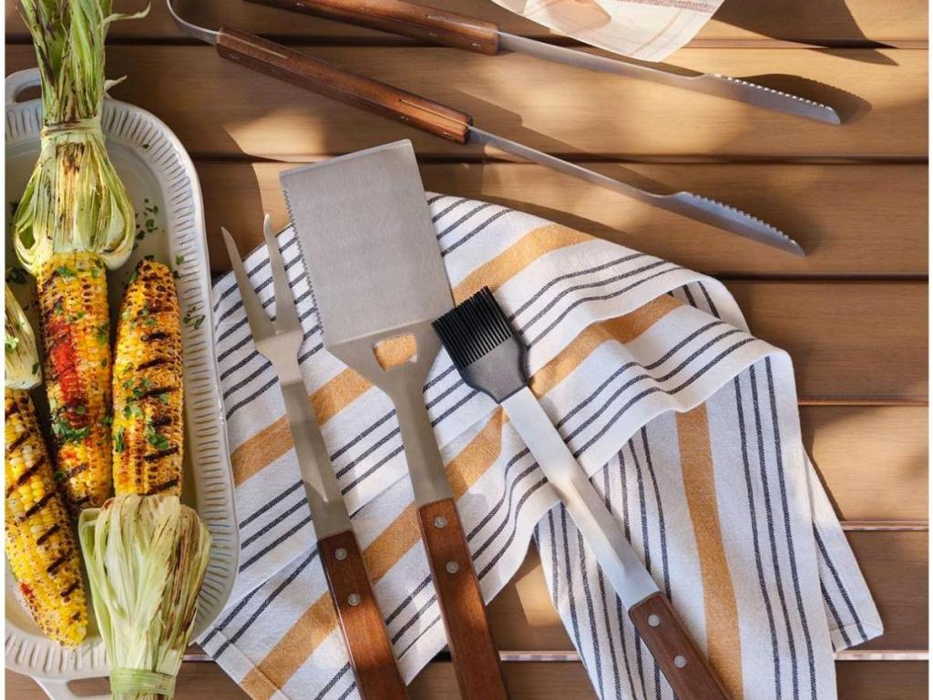 Hearth & Hand with Magnolia 4-Piece Stainless Steel Grilling Tool Set