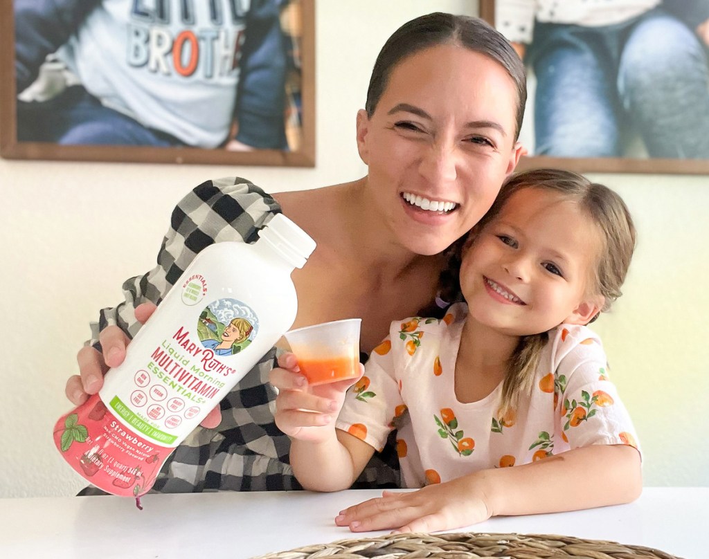 mom and daughter with MaryRuth's Organics Liquid Multivitamin